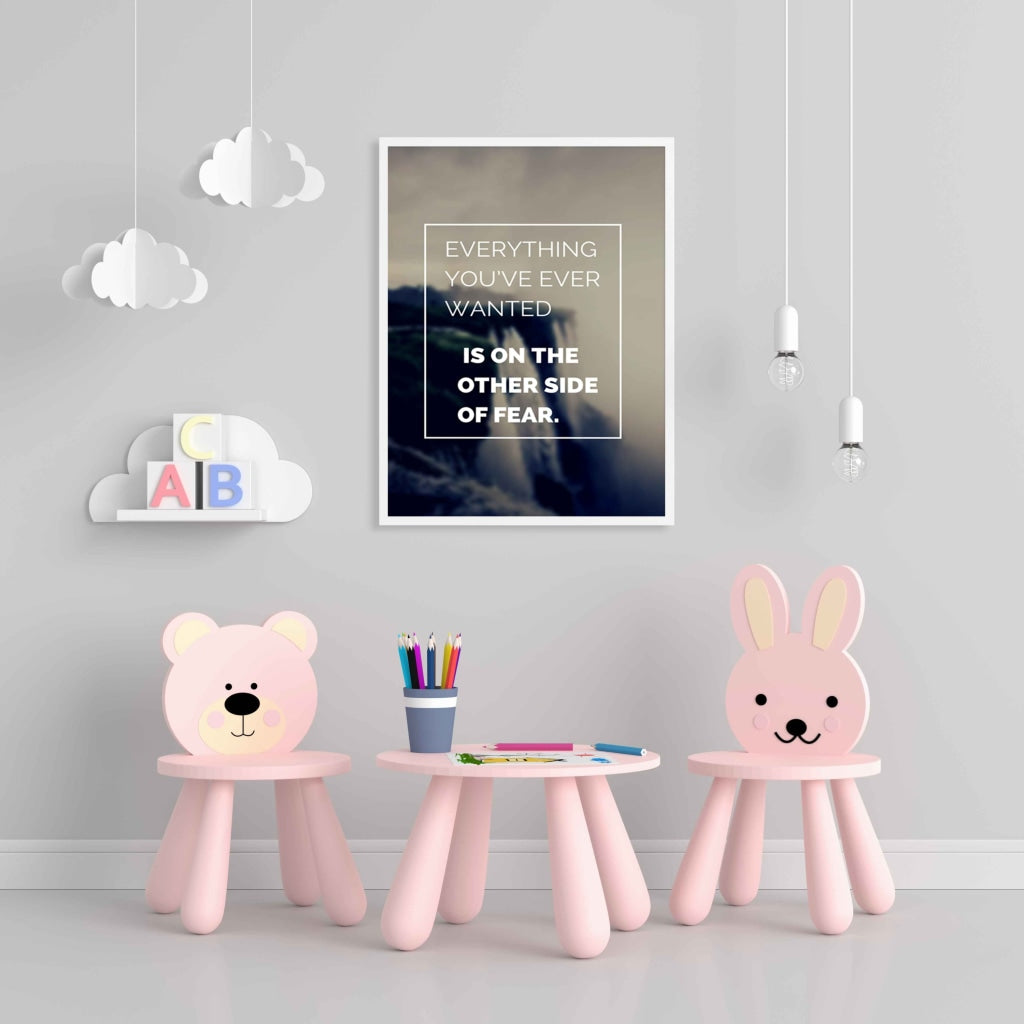 The Other Side Of Fear - Motivational Quotes Art Frame For Wall Decor- Funkydecor Xs / White Posters