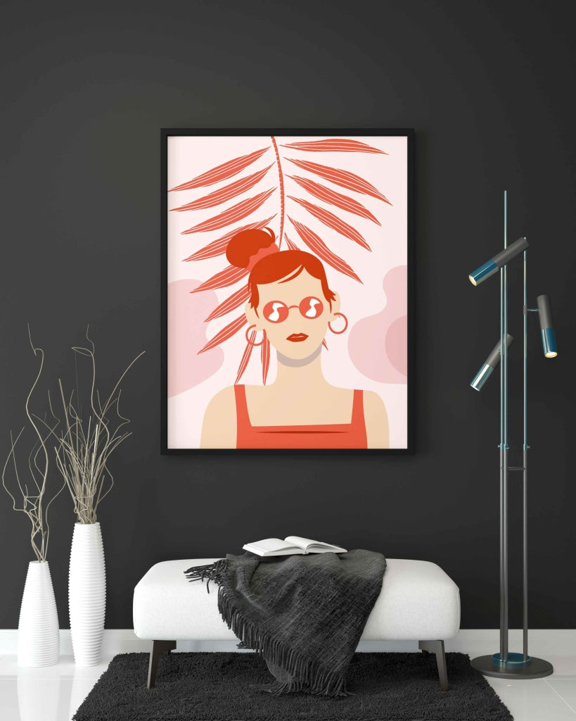 The Red Art - Women Portrait Frame For Wall Decor- Funkydecors Xs / Black Posters Prints & Visual