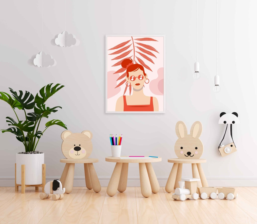 The Red Art - Women Portrait Frame For Wall Decor- Funkydecors Xs / White Posters Prints & Visual