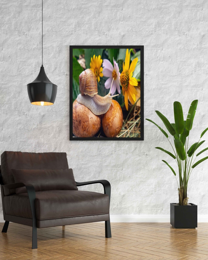 The Sluggish Snail - Animal Art Frame For Wall Decor- Funkydecors Xs / Black Posters Prints & Visual