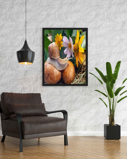 The Sluggish Snail - Animal Art Frame For Wall Decor- Funkydecors Xs / Black Posters Prints & Visual