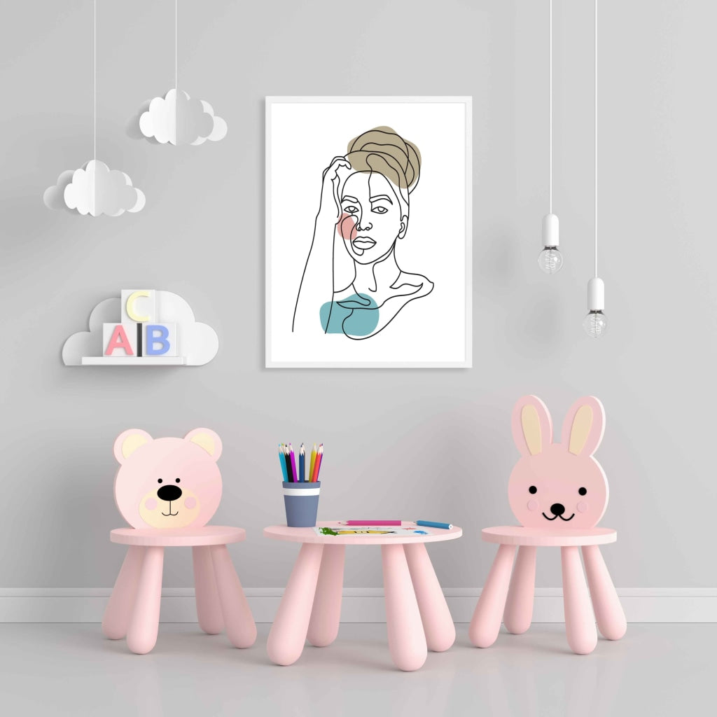 The Story Of Line Art - Women Portrait Frame For Wall Decor- Funkydecors Xs / White Posters Prints &