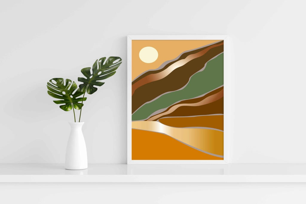The Sunset Route - Abstract Art Frame For Wall Decor- Funkydecors Xs / White Posters Prints & Visual