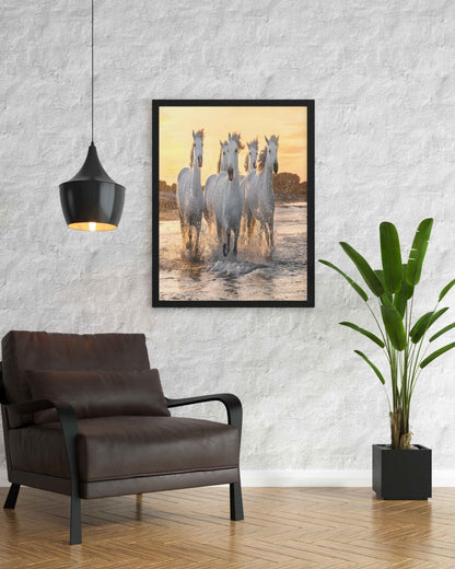 The White Horse - Animal Art Frame For Wall Decor- Funkydecors Xs / Black Posters Prints & Visual