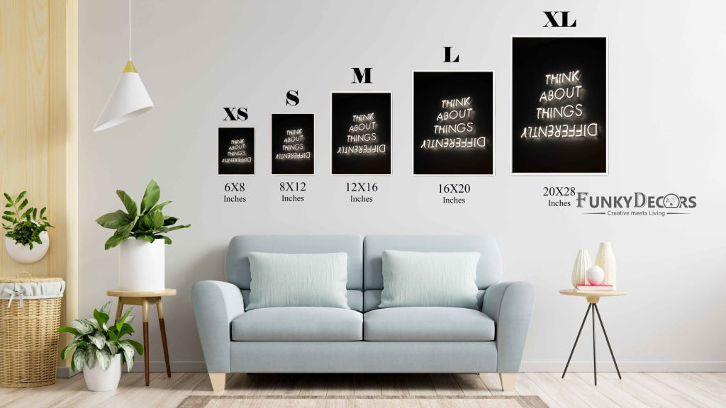 Think About Things Differently - Quotes Art Frame For Wall Decor- Funkydecors Posters Prints &