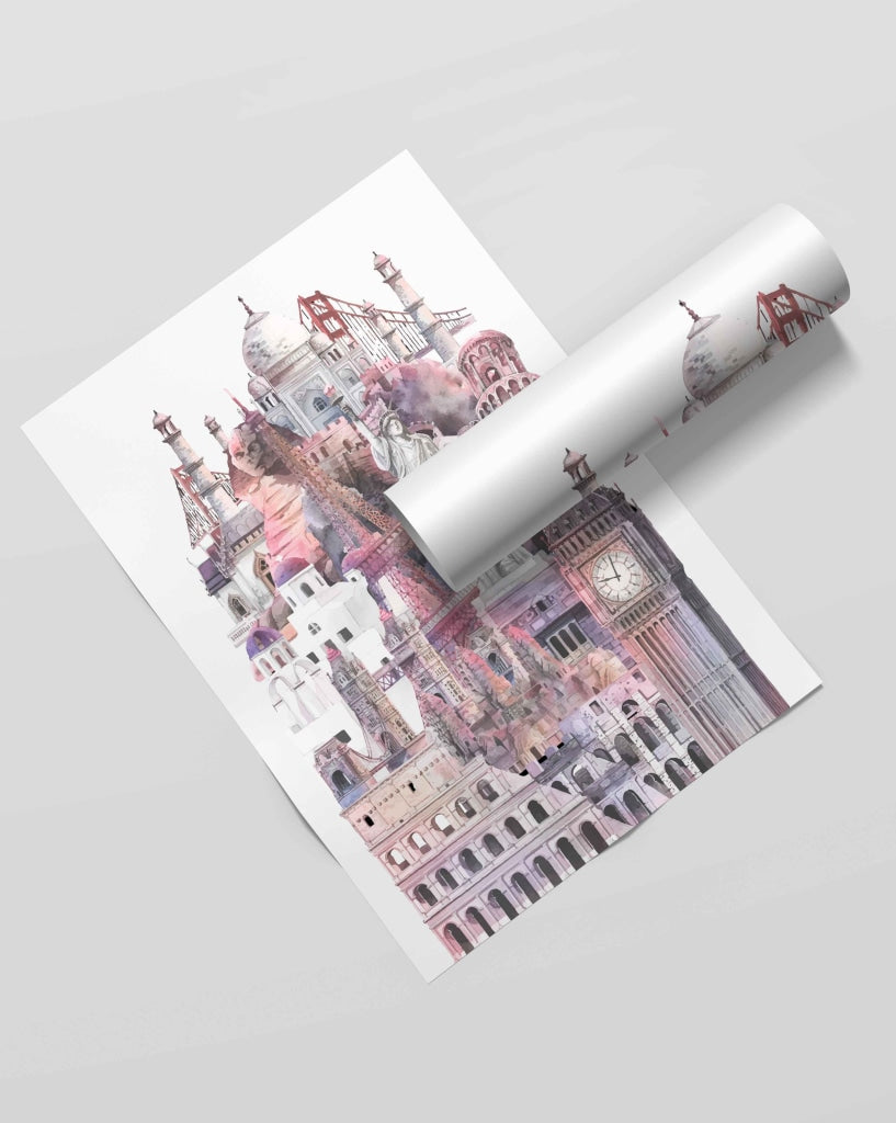 Travel Diaries - Art Frame For Wall Decor- Funkydecors Xs / Roll Posters Prints & Visual Artwork