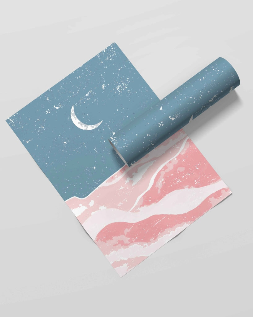 Under The Moon - Minimal Art Frame For Wall Decor- Funkydecors Xs / Roll Posters Prints & Visual