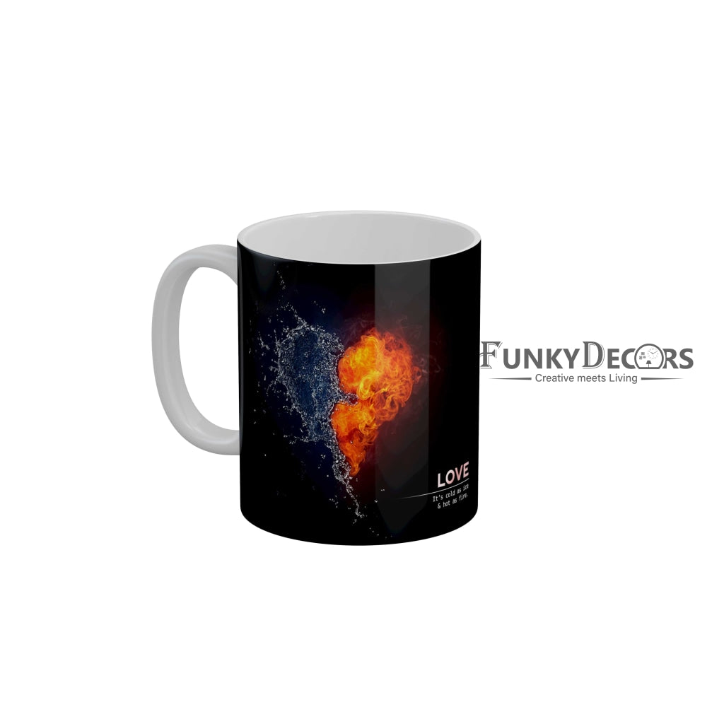 Water and Fire Heart Love Ceramic Coffee Mug 350 ml-FunkyDecors