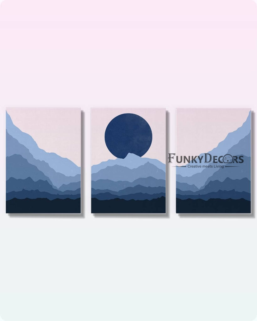 Wave Of Mountains - Abstract 3 Panels Art Frame For Wall Decor- Funkydecors Posters Prints & Visual