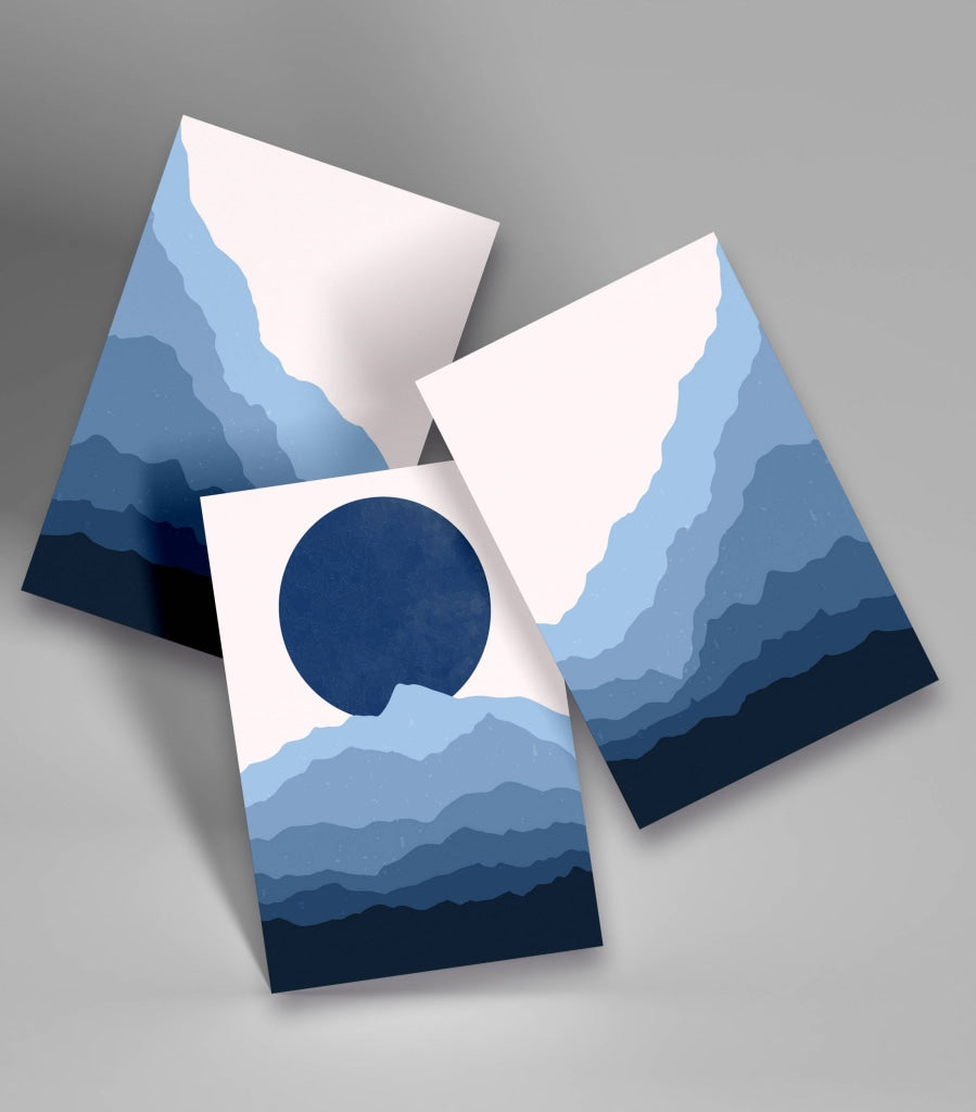 Wave Of Mountains - Abstract 3 Panels Art Frame For Wall Decor- Funkydecors Xs / Roll Posters Prints