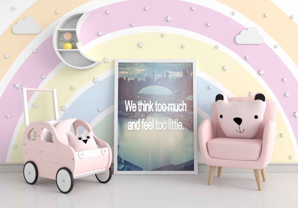We Think Too Much And Feel Little - Life Quotes Art Frame For Wall Decor- Funkydecors Xs / White