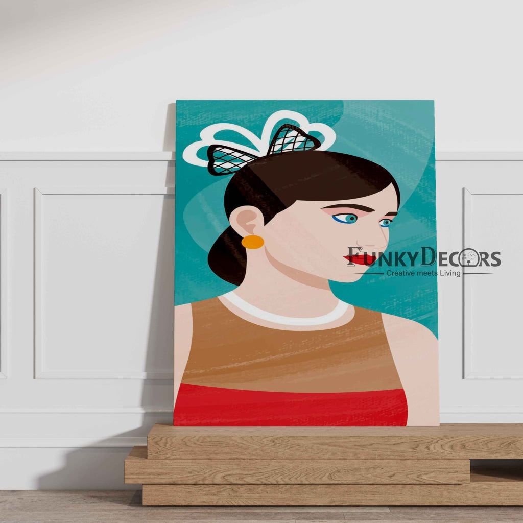 Women Aesthetic Headgear Portrait Art Frame For Wall Decor- Funkydecors Posters Prints & Visual