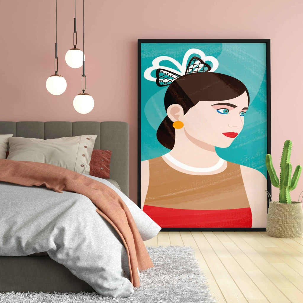 Women Aesthetic Headgear Portrait Art Frame For Wall Decor- Funkydecors Xs / Black Posters Prints &
