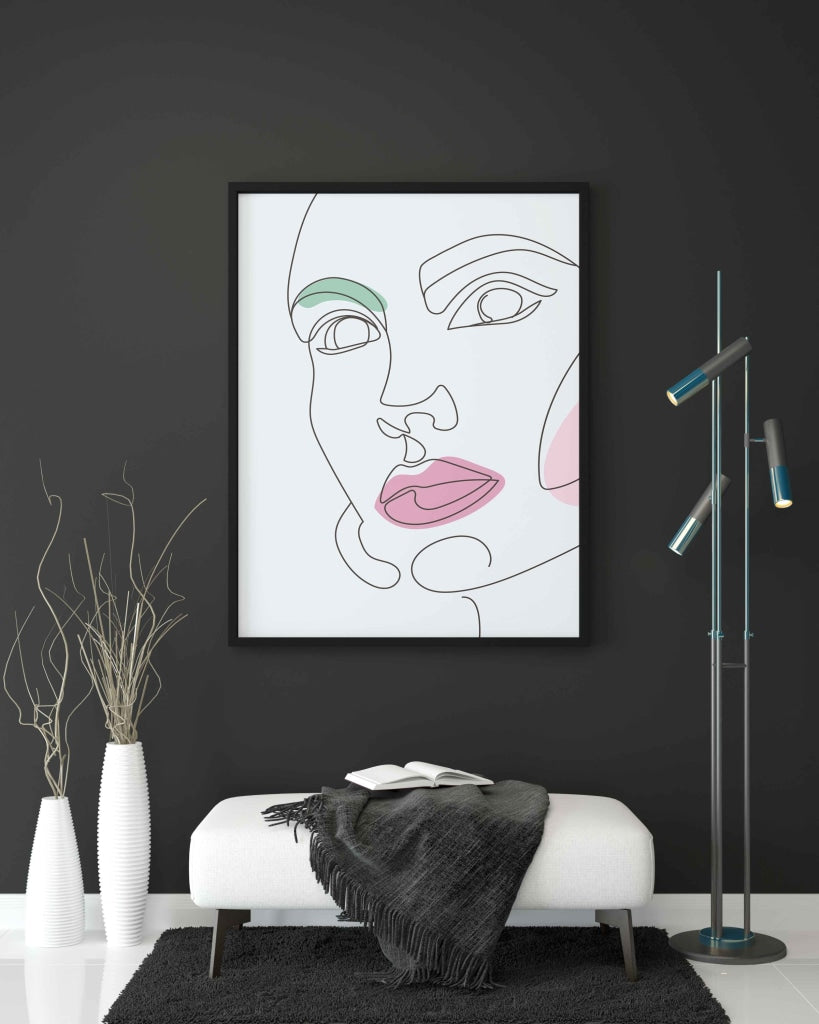 Women Line Art Frame For Wall Decor- Funkydecors Xs / Black Posters Prints & Visual Artwork
