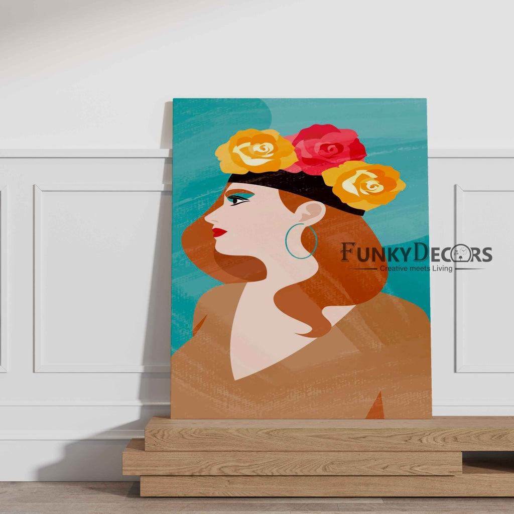 Women With Floral Crown Portrait Art Frame For Wall Decor- Funkydecors Posters Prints & Visual