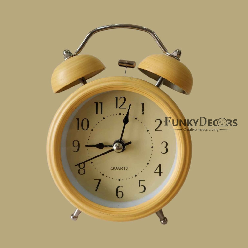 Wooden Texture Assorted Design Royal Retro Style Alarm Kids Room Table Clock-Funkydecors Clocks