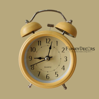 Wooden Texture Assorted Design Royal Retro Style Alarm Kids Room Table Clock-Funkydecors Clocks