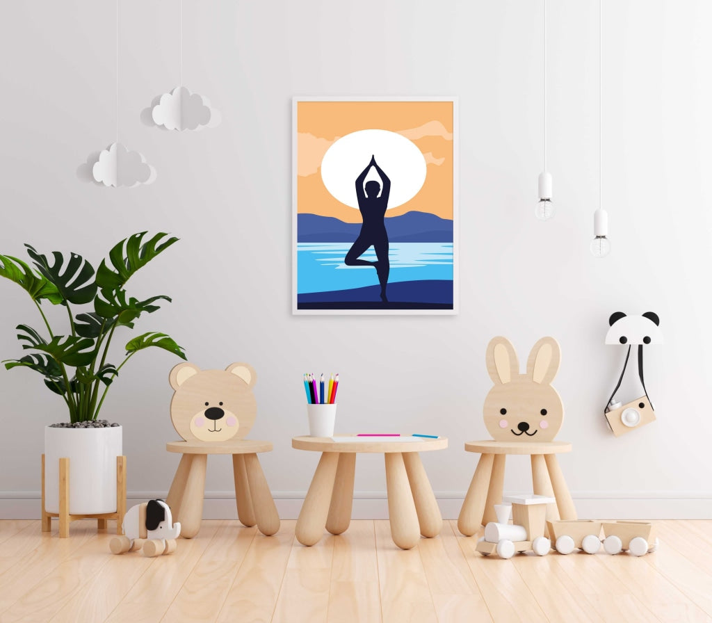 Yoga Fitness - Sports Art Frame For Wall Decor- Funkydecors Xs / White Posters Prints & Visual