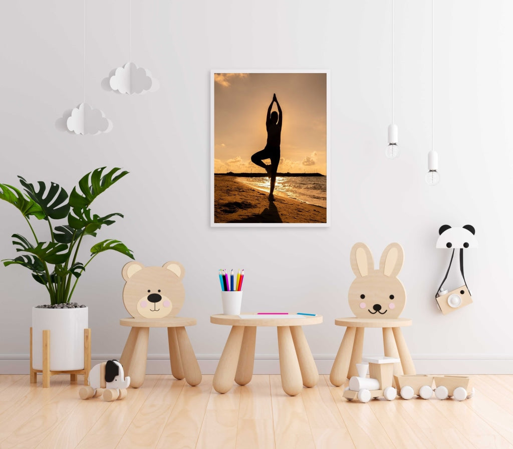 Yoga Fitness - Sports Art Frame For Wall Decor- Funkydecors Xs / White Posters Prints & Visual