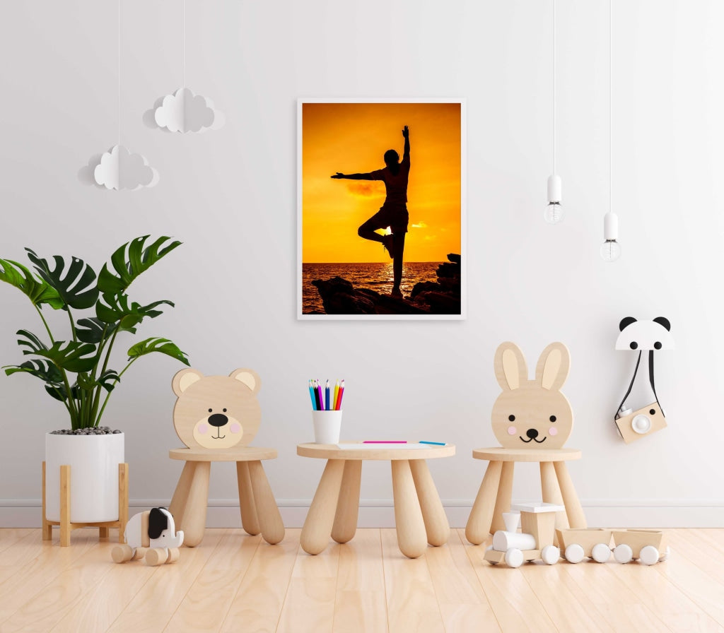 Yoga Fitness - Sports Art Frame For Wall Decor- Funkydecors Xs / White Posters Prints & Visual