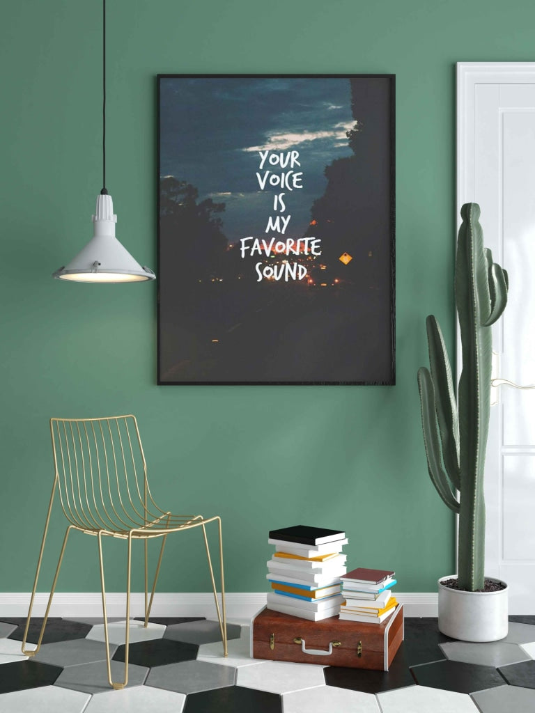 Your Voice Is My Favorite Sound - Love Quotes Art Frame For Wall Decor- Funkydecors Xs / Black