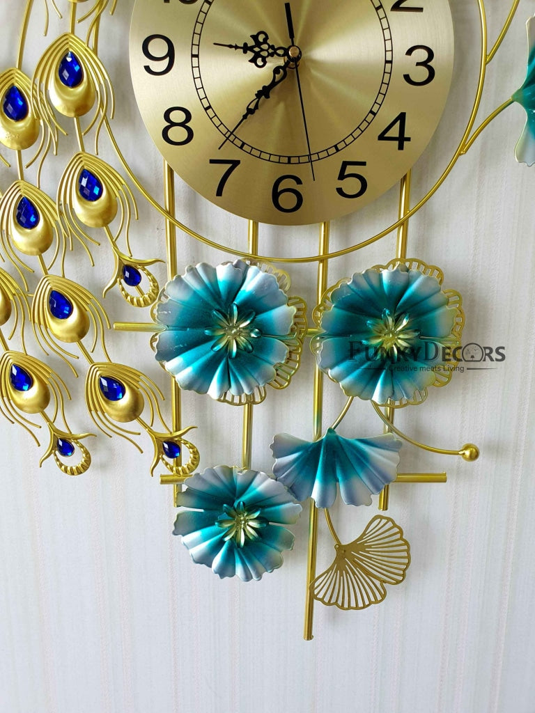 3D Designer Big Peacock Colorful Metal Wall Clock- Funkytradition