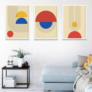 Art Of Lines - 3 Panels Abstract Frame For Wall Decor- Funkydecors Xs / White Posters Prints &
