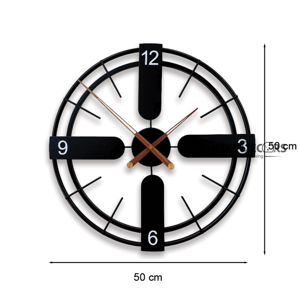 Decorative Metal Clock With Wooden Needles Wall - Funkytradition