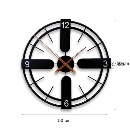 Decorative Metal Clock With Wooden Needles Wall - Funkytradition