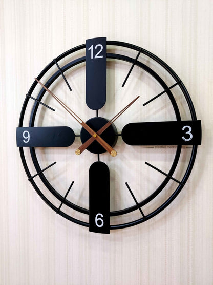 Decorative Metal Clock With Wooden Needles Wall - Funkytradition