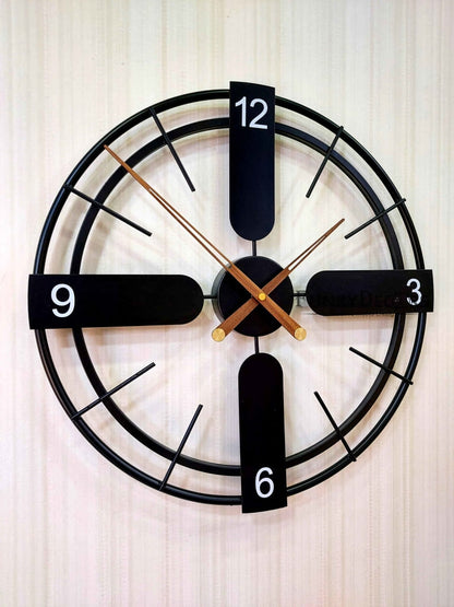 Decorative Metal Clock With Wooden Needles Wall - Funkytradition