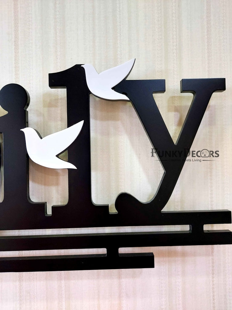 Designer Black Engineered Wood Family Analog Wall Clock- Funkytradition