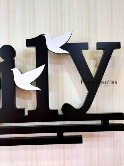 Designer Black Engineered Wood Family Analog Wall Clock- Funkytradition