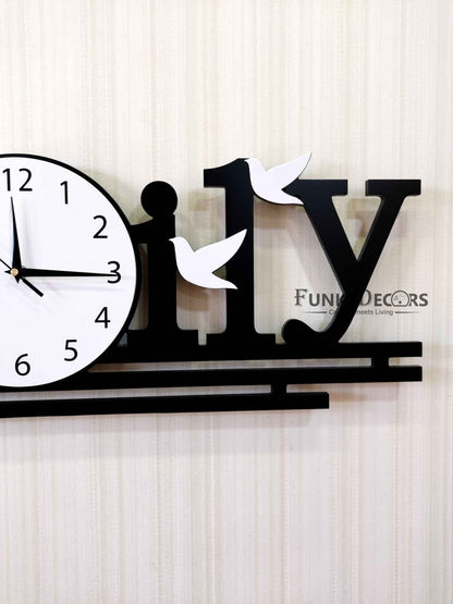Designer Black Engineered Wood Family Analog Wall Clock- Funkytradition