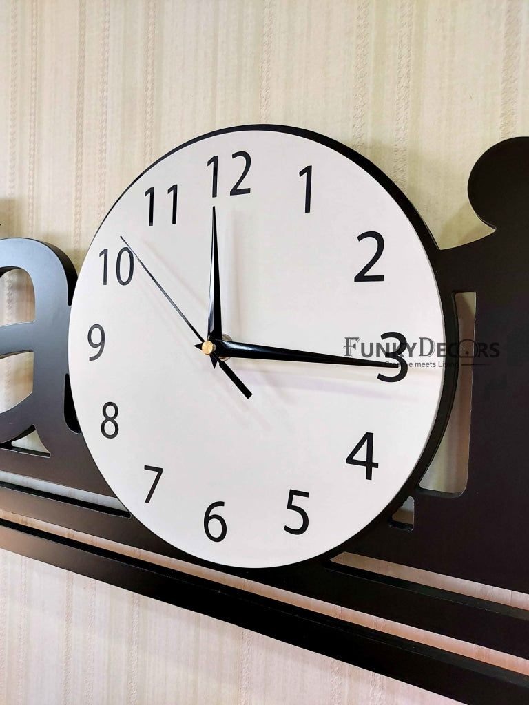 Designer Black Engineered Wood Family Analog Wall Clock- Funkytradition