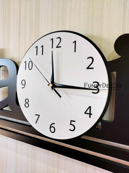 Designer Black Engineered Wood Family Analog Wall Clock- Funkytradition