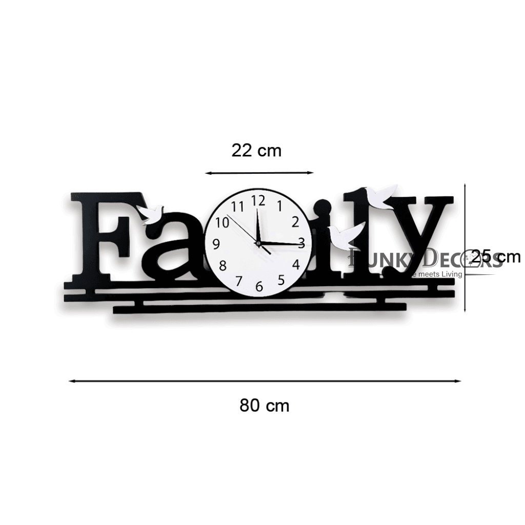 Designer Black Engineered Wood Family Analog Wall Clock- Funkytradition