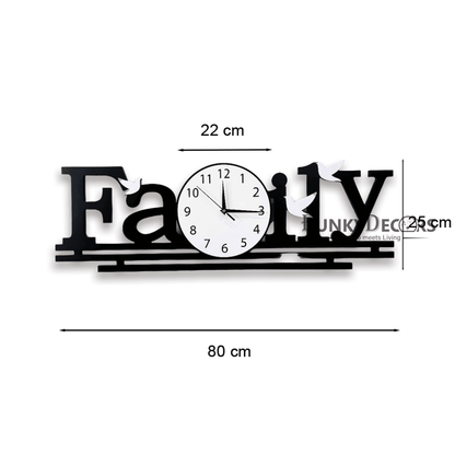 Designer Black Engineered Wood Family Analog Wall Clock- Funkytradition