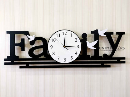 Designer Black Engineered Wood Family Analog Wall Clock- Funkytradition