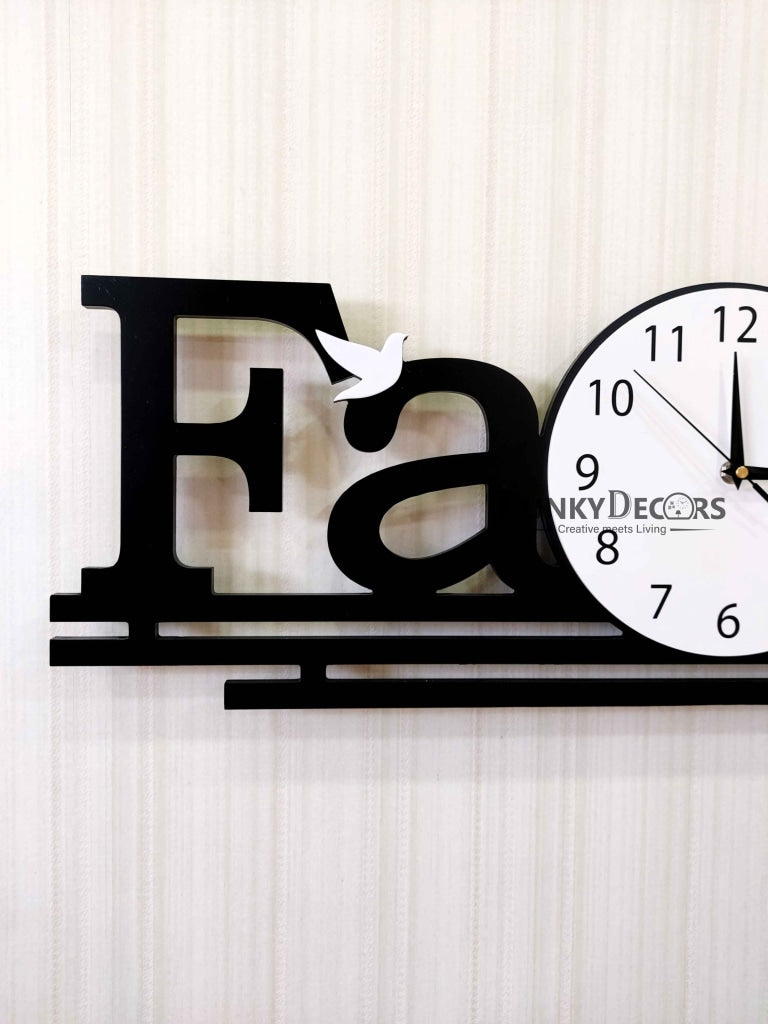 Designer Black Engineered Wood Family Analog Wall Clock- Funkytradition