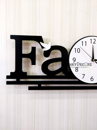 Designer Black Engineered Wood Family Analog Wall Clock- Funkytradition
