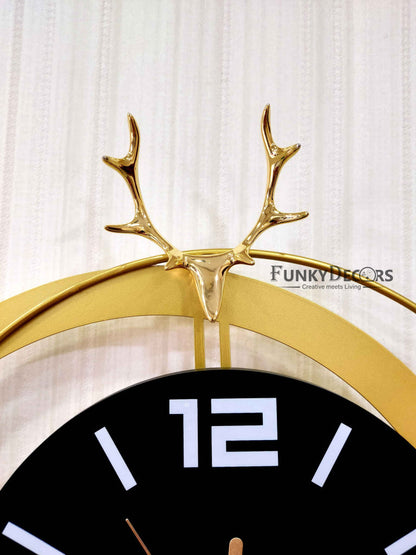 European Style Reindeer Nordic Silent Movement Pendulum Wall Clock- Funkytradition Clocks