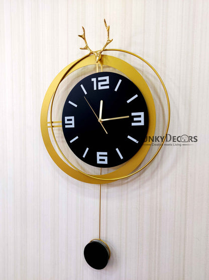 European Style Reindeer Nordic Silent Movement Pendulum Wall Clock- Funkytradition Clocks