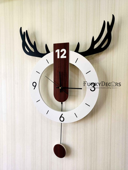 European Style Reindeer Nordic Silent Movement Pendulum Wall Clock- Funkytradition Clocks