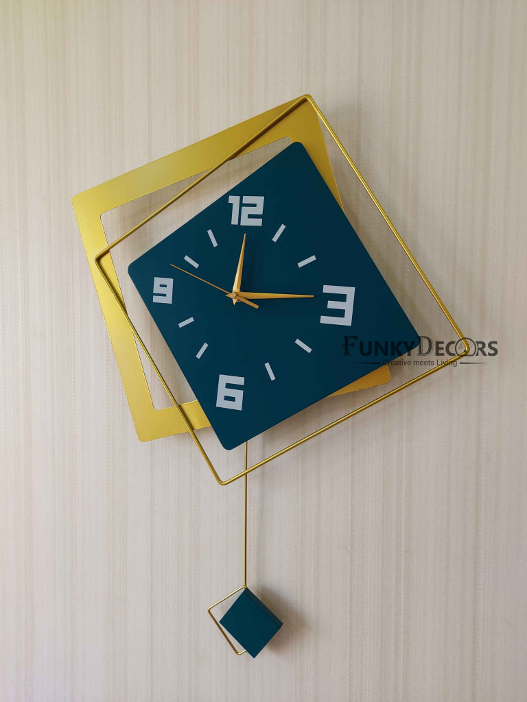 European Style Square Nordic Silent Movement Pendulum Wall Clock- Funkytradition Clocks