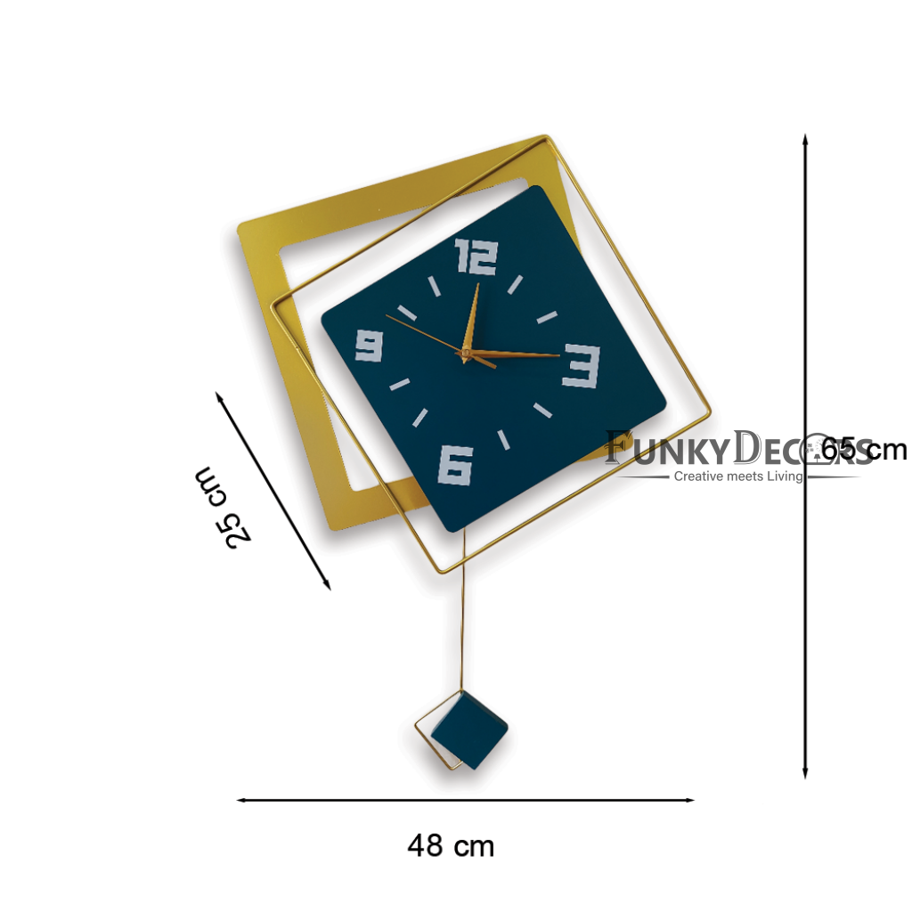 European Style Square Nordic Silent Movement Pendulum Wall Clock- Funkytradition Clocks