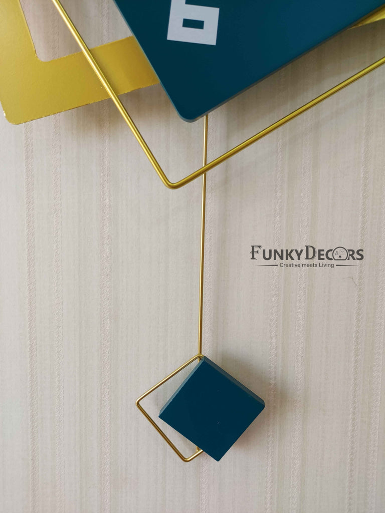 European Style Square Nordic Silent Movement Pendulum Wall Clock- Funkytradition Clocks