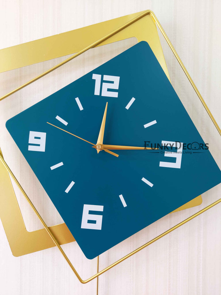 European Style Square Nordic Silent Movement Pendulum Wall Clock- Funkytradition Clocks