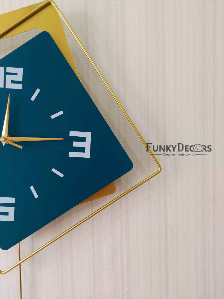 European Style Square Nordic Silent Movement Pendulum Wall Clock- Funkytradition Clocks