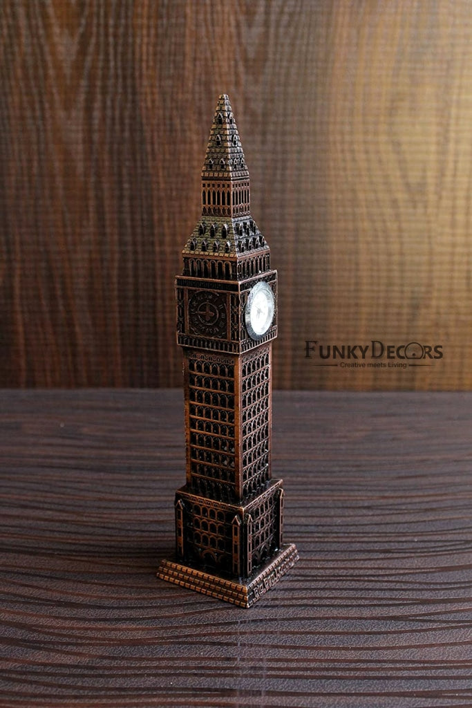 FunkyDecors 24 Cm Tall Copper Big Ben London Clock Tower Collectible Statue Metal Showpiece